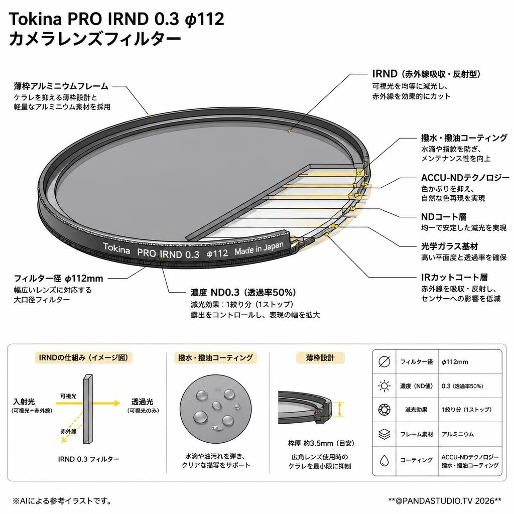 Tokina PRO IRND 0.3 φ112 カメラレンズフィルター スペック