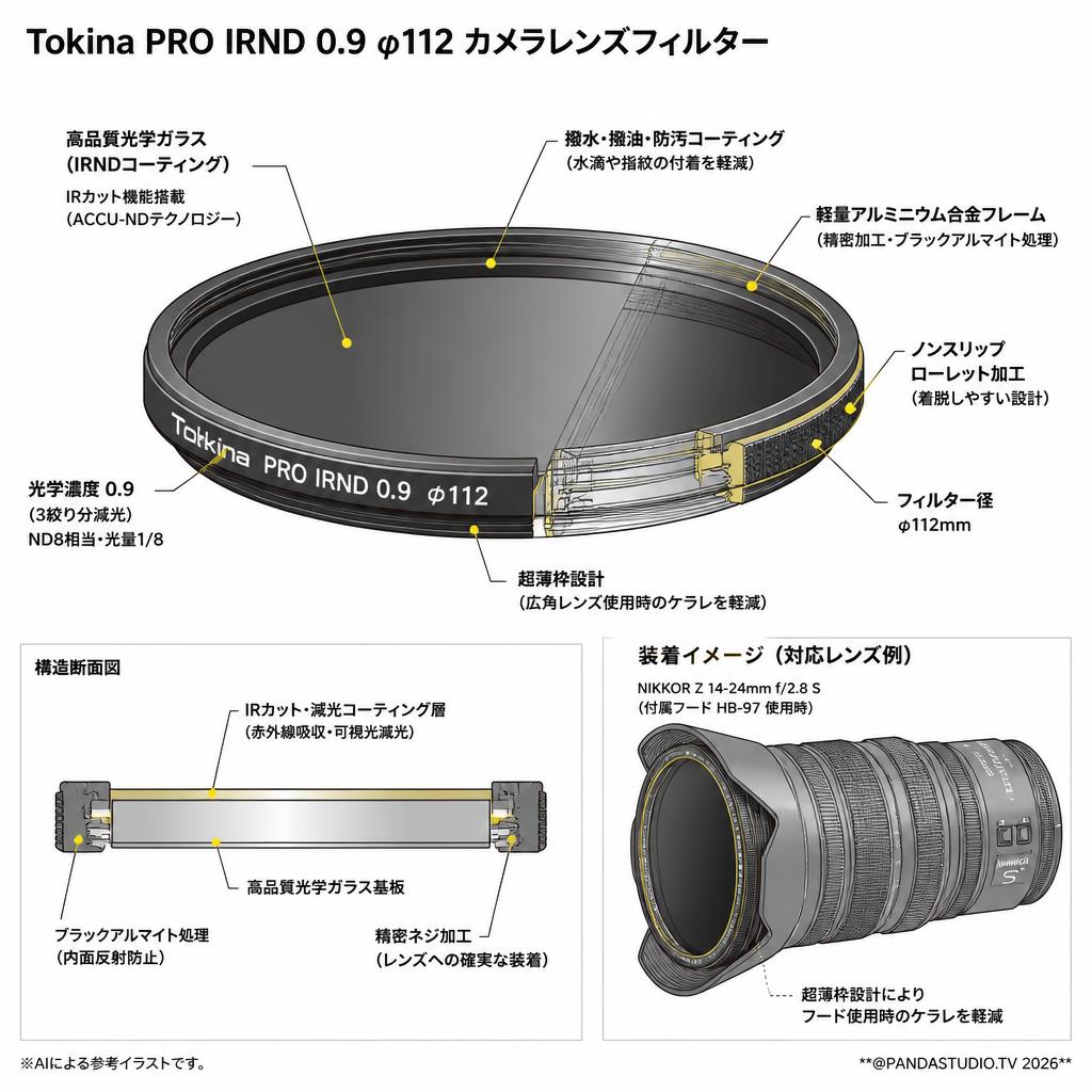 Tokina PRO IRND 0.9 φ112  カメラレンズフィルター スペック