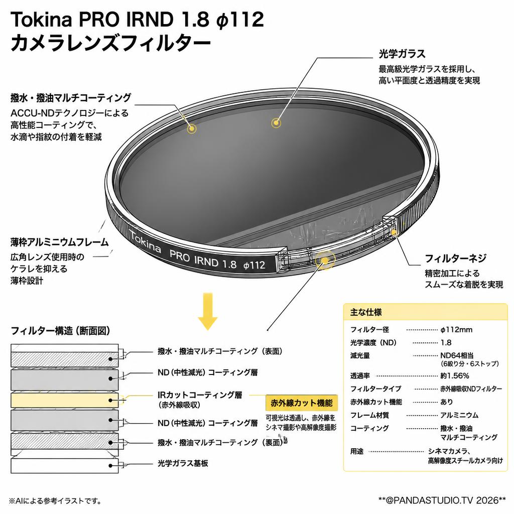 Tokina PRO IRND 1.8 φ112 カメラレンズフィルター スペック