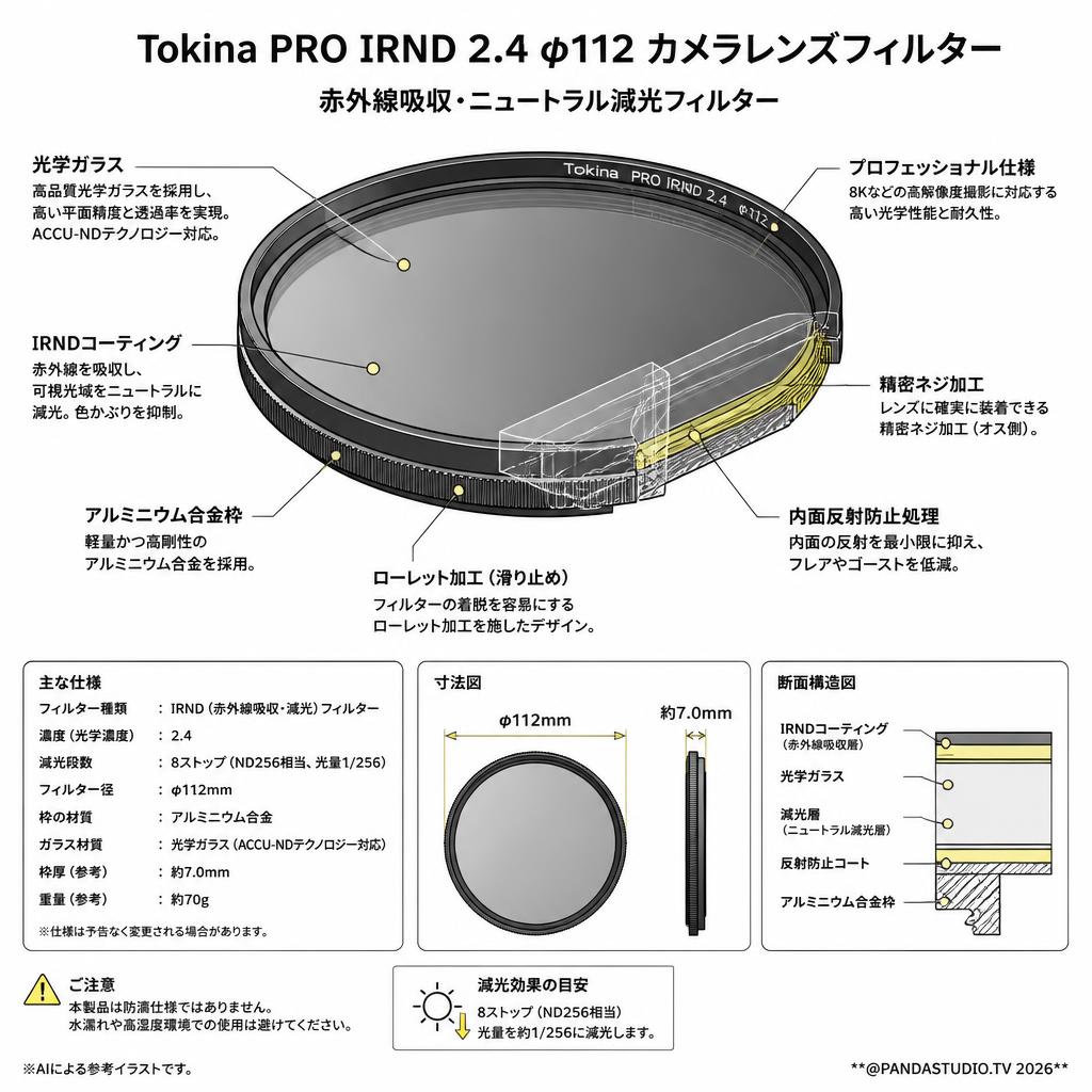 Tokina PRO IRND 2.4 φ112 カメラレンズフィルター スペック