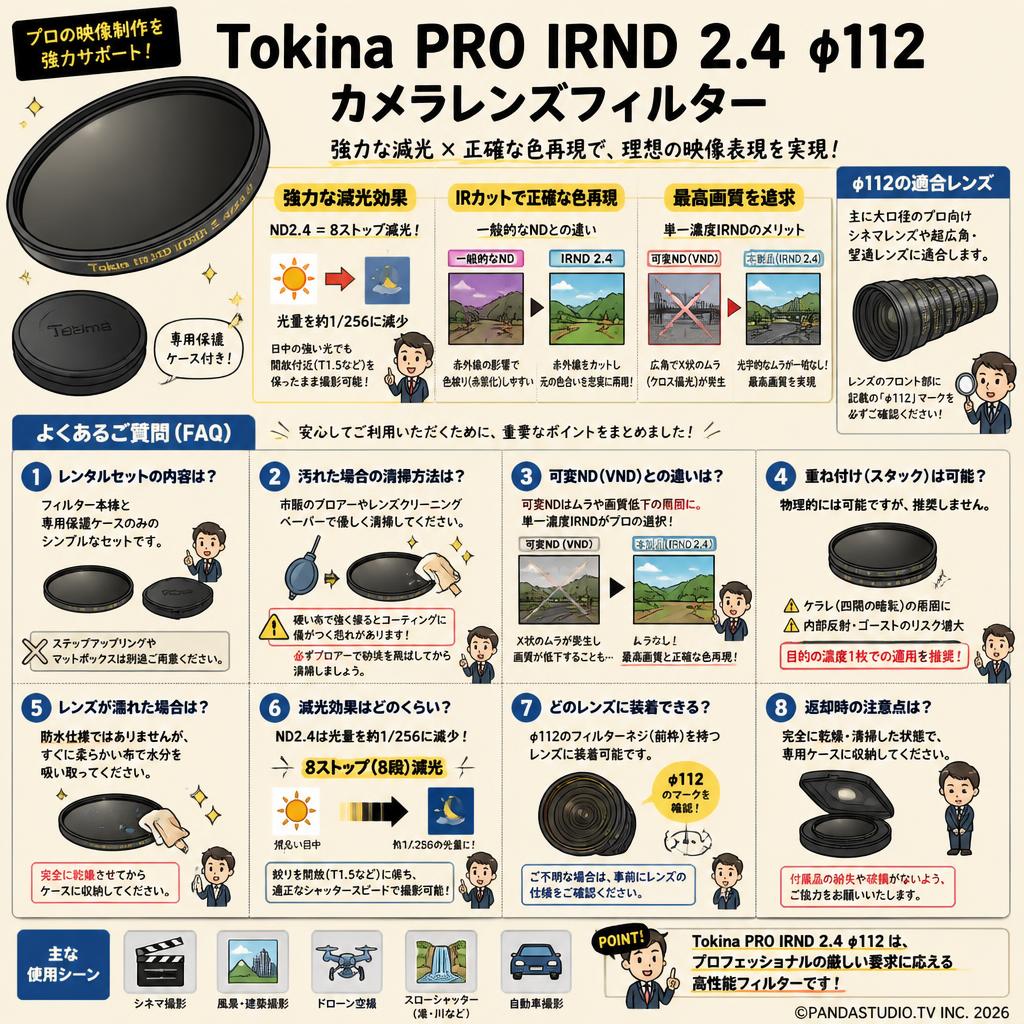 Tokina PRO IRND 2.4 φ112 カメラレンズフィルター FAQ（よくある質問と答え）
