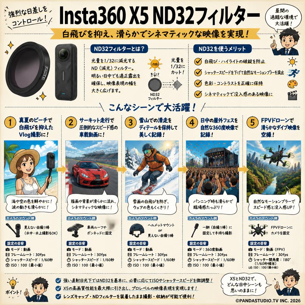Insta360 X5 ND32フィルター 用途