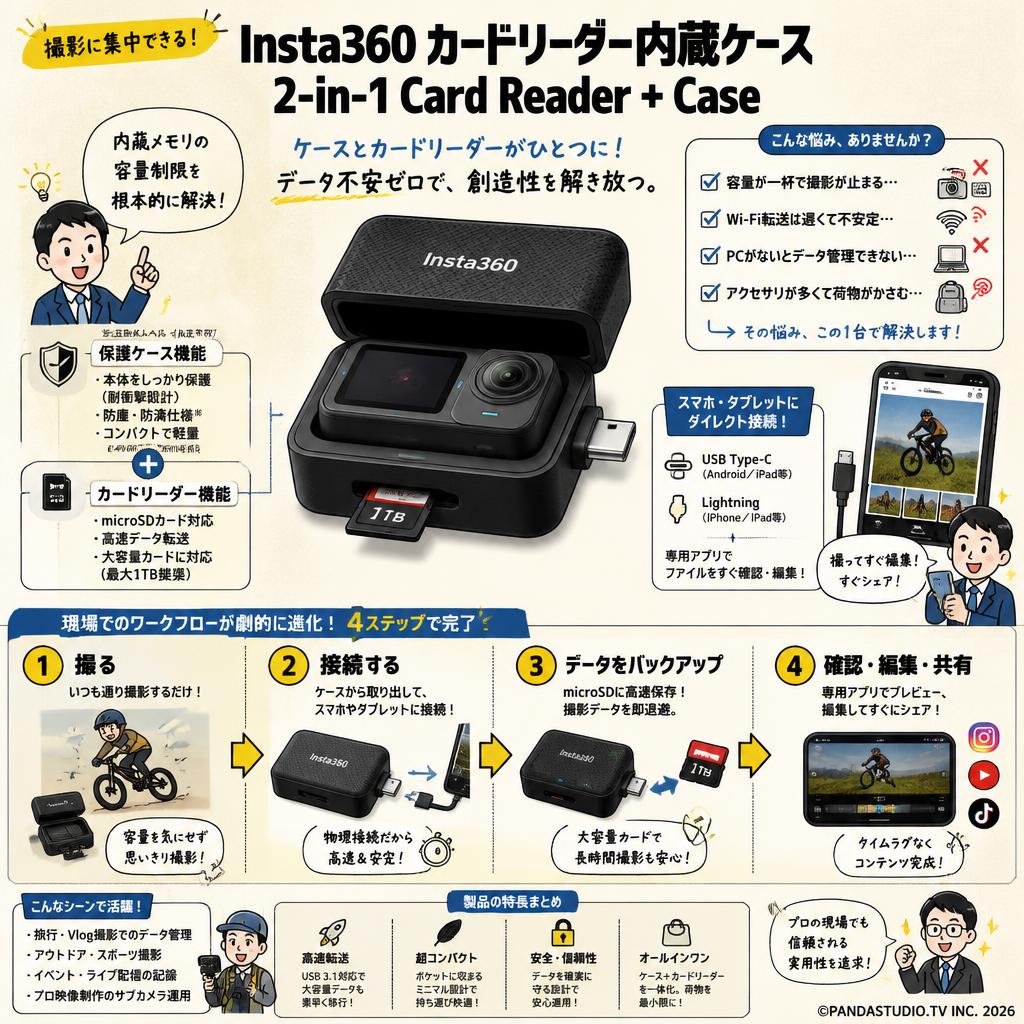 Insta360 カードリーダー内蔵ケース 2-in-1 Card Reader + Case 概要