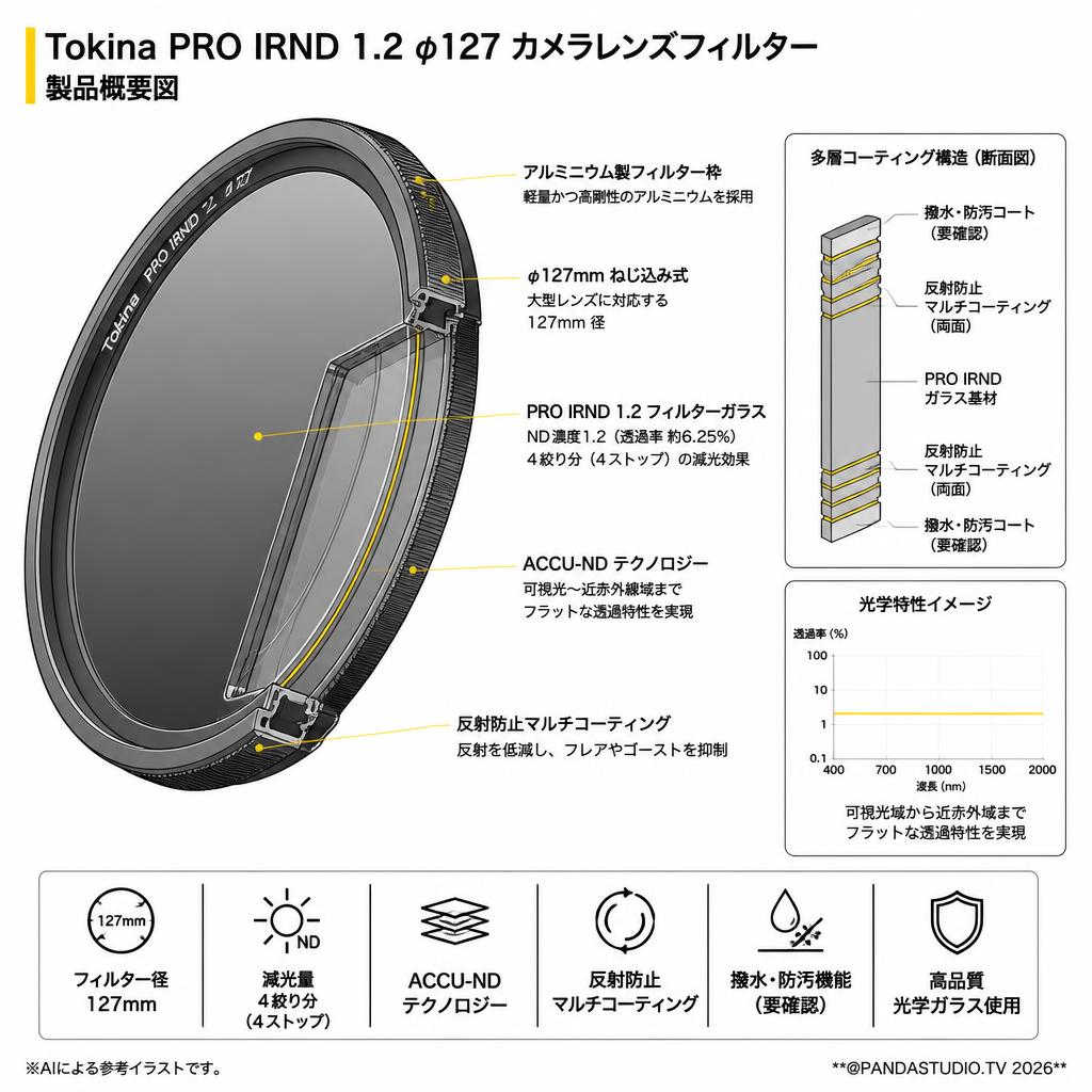 Tokina PRO IRND 1.2 φ127 カメラレンズフィルター スペック