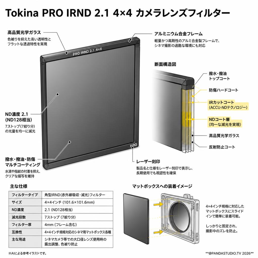 Tokina PRO IRND 2.1 4×4  カメラレンズフィルター スペック