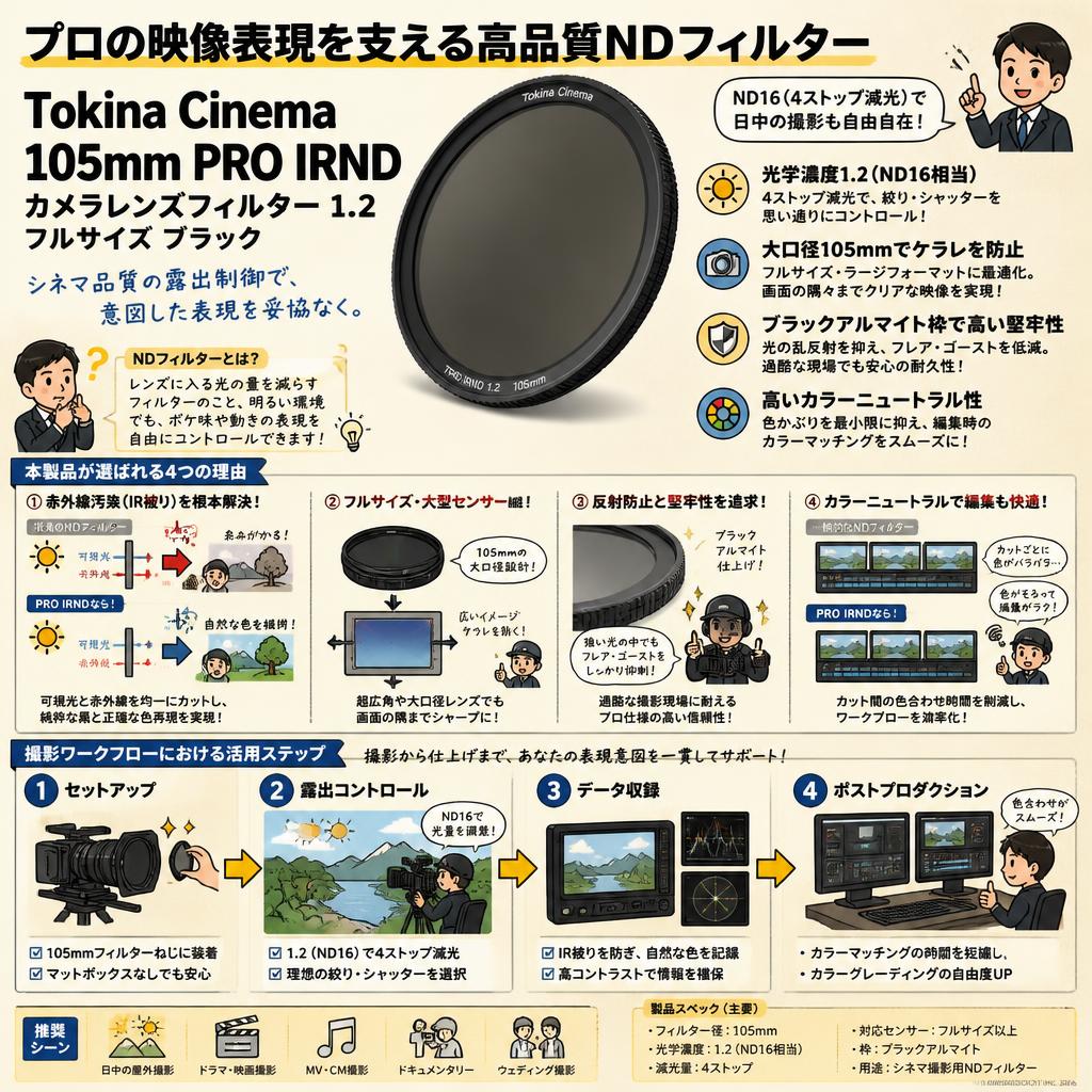 Tokina Cinema 105mm PRO IRND カメラレンズフィルター 1.2 フルサイズ ブラック 概要