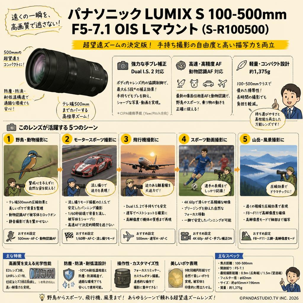 Panasonic LUMIX S 100-500mm F5-7.1 OIS Lマウント（S-R100500） 用途