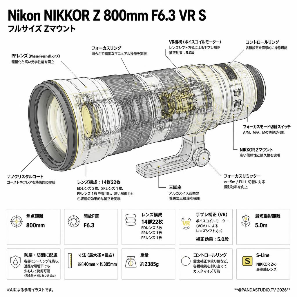 Nikon NIKKOR Z 800mm F6.3 VR S フルサイズ Zマウント スペック
