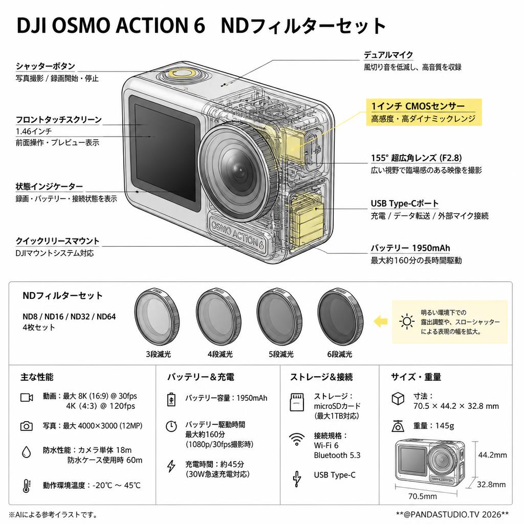 DJI Osmo Action 6  NDフィルターセット スペック