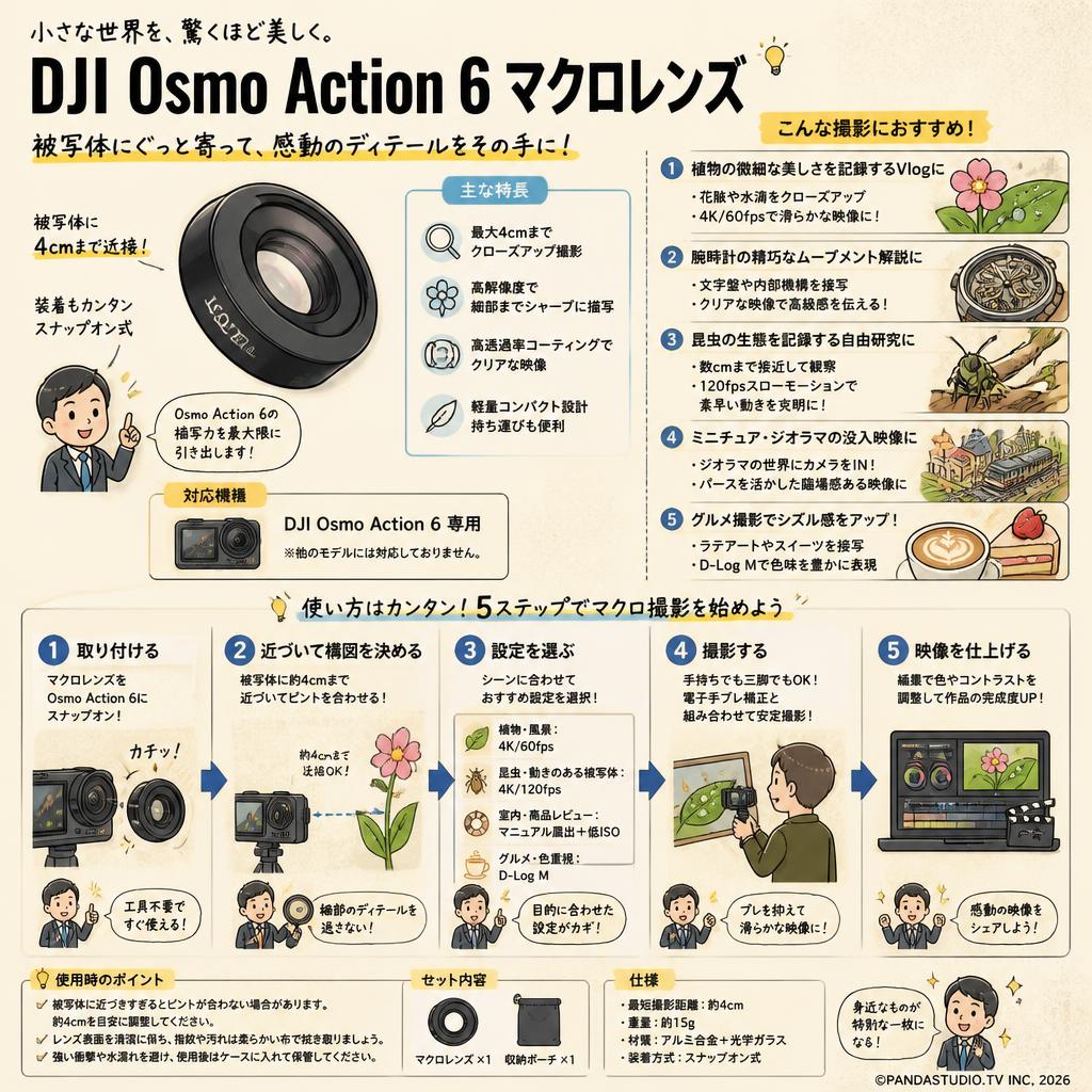 DJI Osmo Action 6 マクロレンズ 用途