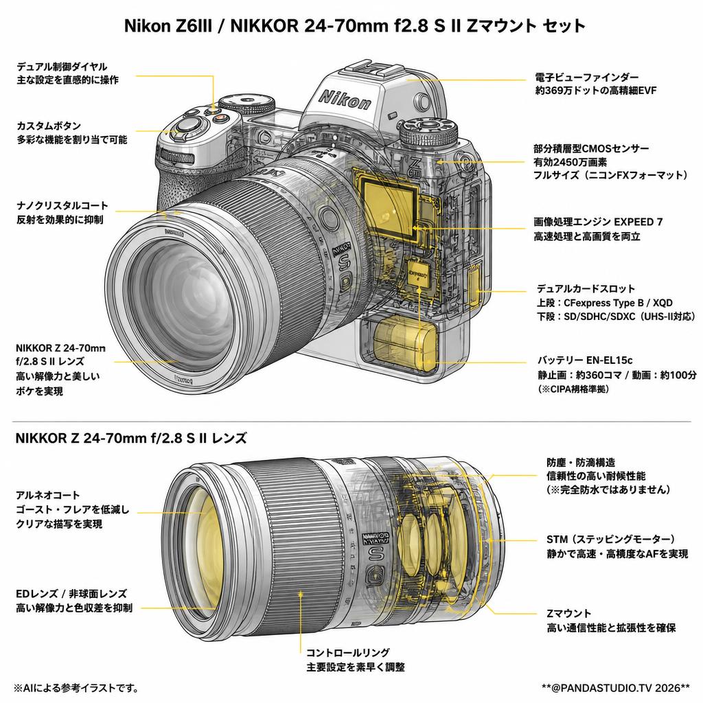 Nikon Z6III / NIKKOR 24-70mm f2.8 S II Zマウント セット スペック
