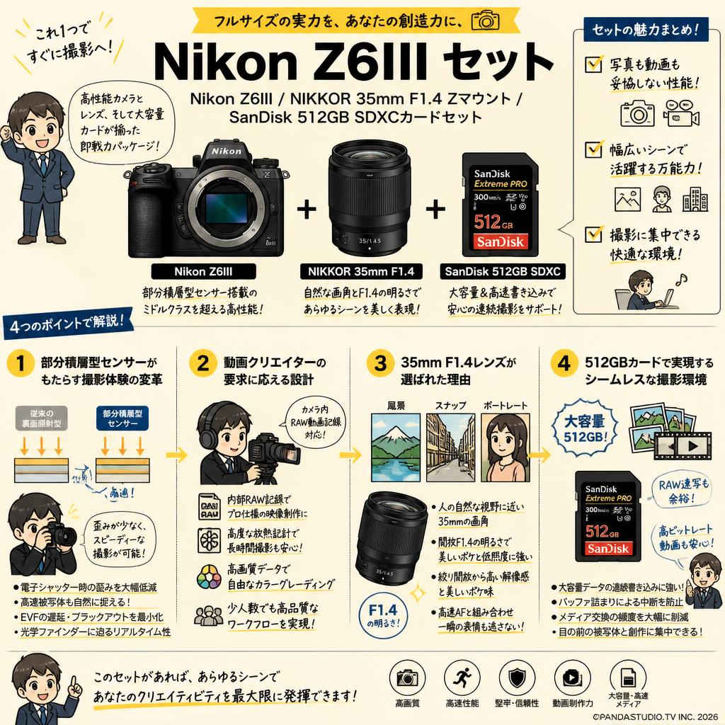 Nikon Z6III / NIKKOR 35mm F1.4 Zマウント / SanDisk 512GB SDXCカードセット 概要