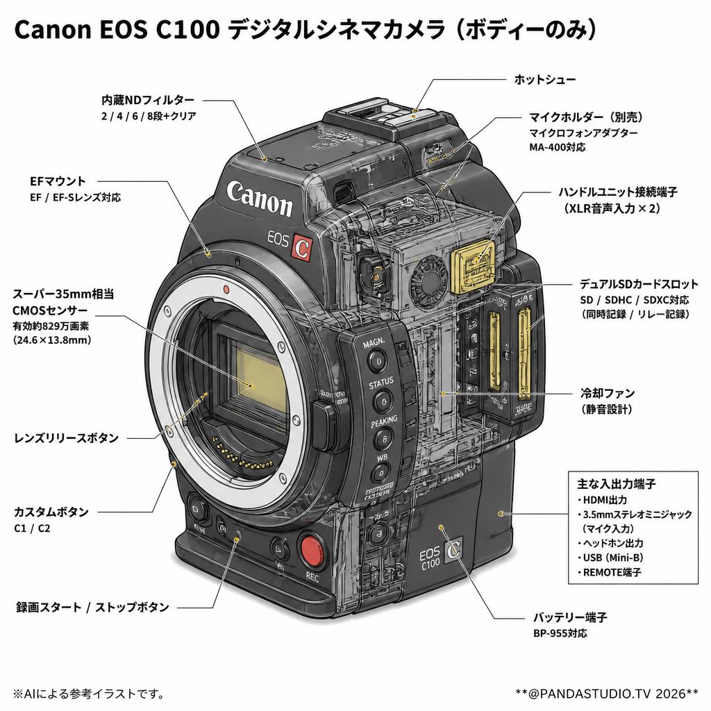 Canon EOS C100 デジタルシネマカメラ（ボディーのみ） スペック