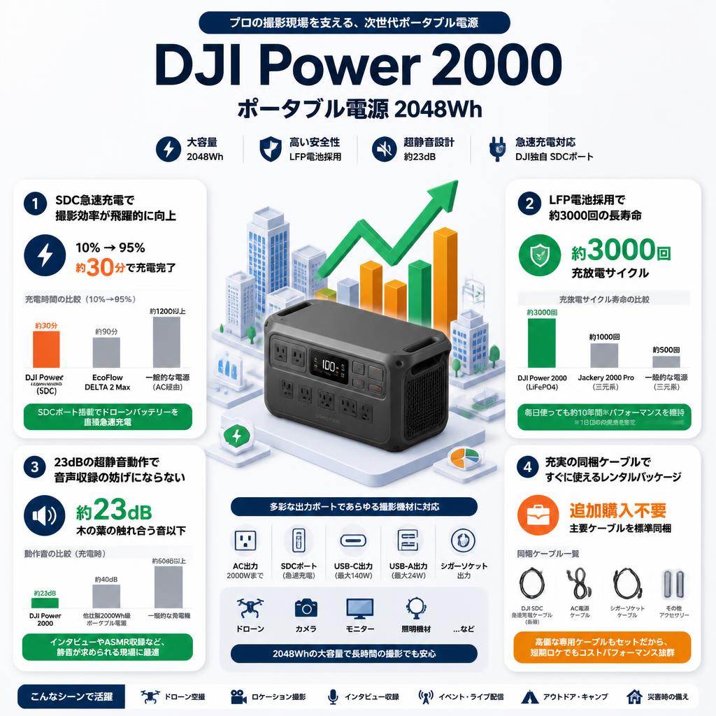 DJI Power 2000 ポータブル電源 2048Wh セールスポイント