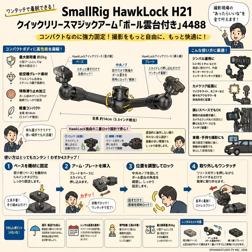 SmallRig HawkLock H21クイックリリースマジックアーム「ボール雲台付き」4488 FAQ（よくある質問と答え）