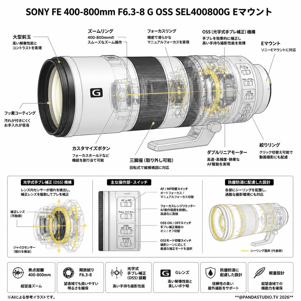 SONY FE 400-800mm F6.3-8 G OSS SEL400800G Eマウント スペック