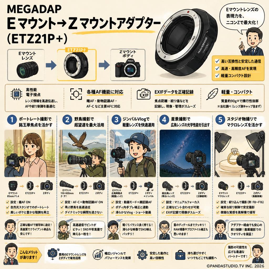 MEGADAP  Eマウント→Z マウントアダプター ( ETZ21P＋) 用途