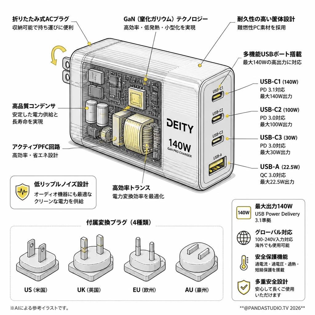 Deity 140W GaN Pro Charger ( Global ) スペック