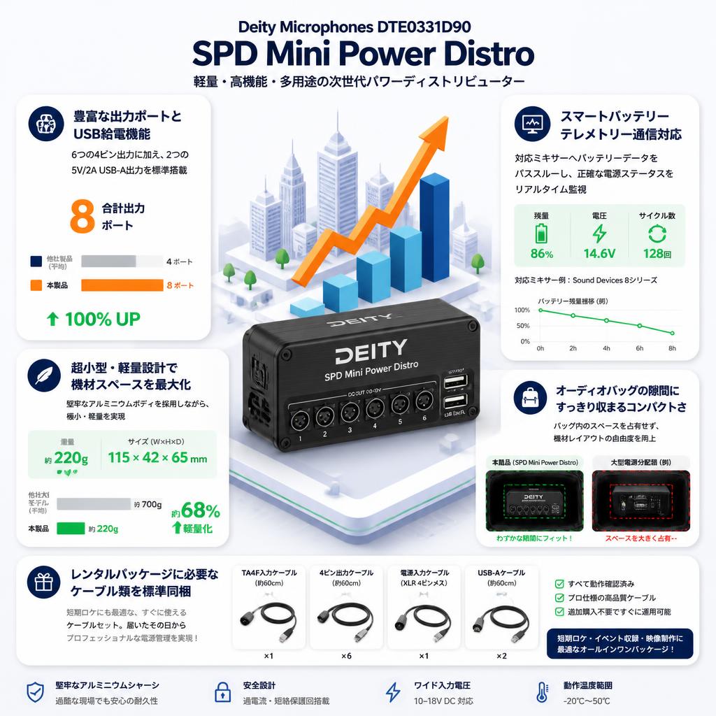 Deity Microphones DTE0331D90 SPD Mini Power Distro セールスポイント
