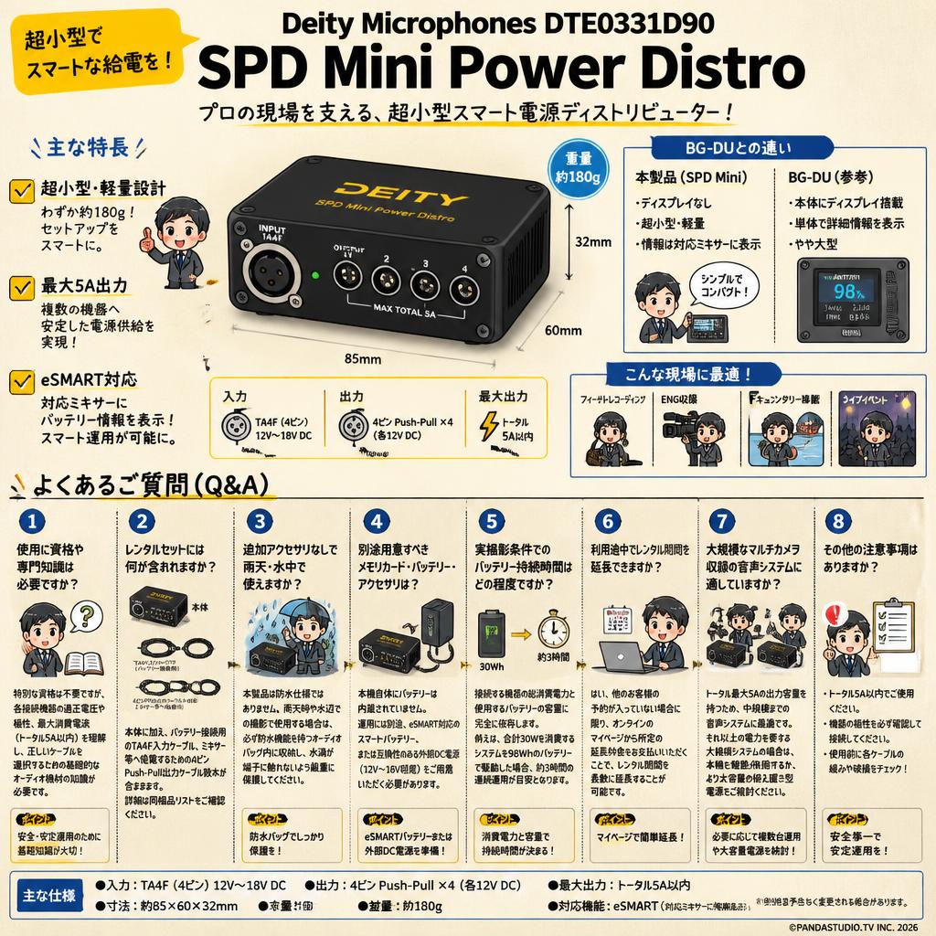 Deity Microphones DTE0331D90 SPD Mini Power Distro FAQ（よくある質問と答え）