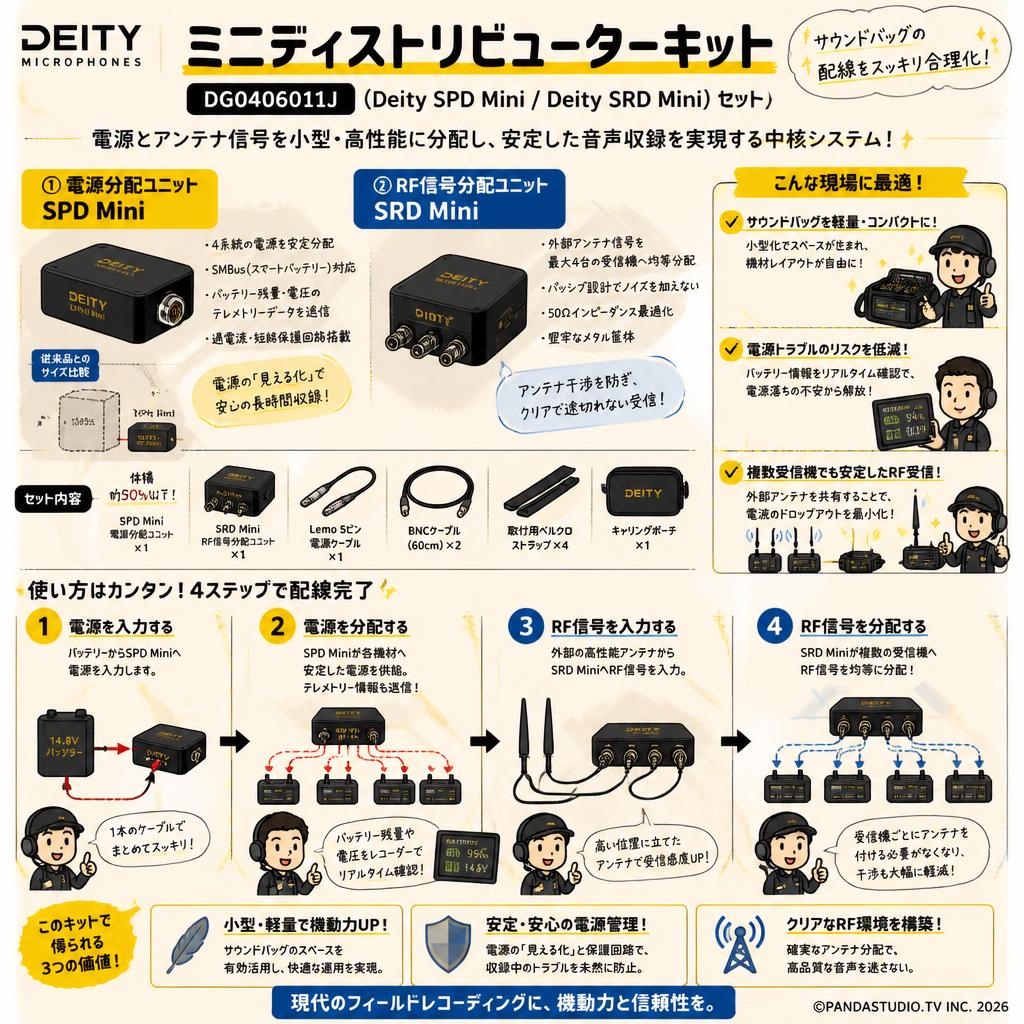 Deity Microphones DG0406011J ミニディストリビューターキット（Deity SPD Mini / Deity SRD Mini）セット 概要