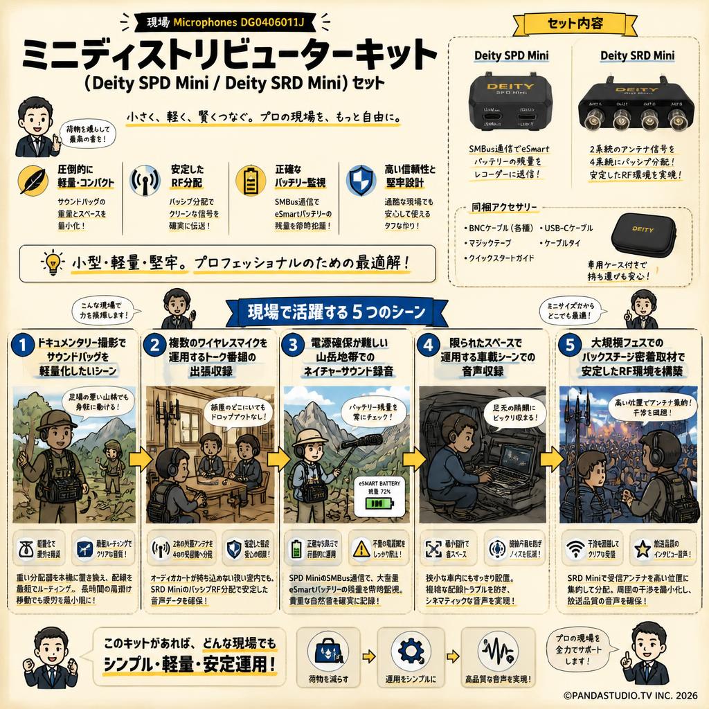 Deity Microphones DG0406011J ミニディストリビューターキット（Deity SPD Mini / Deity SRD Mini）セット 用途
