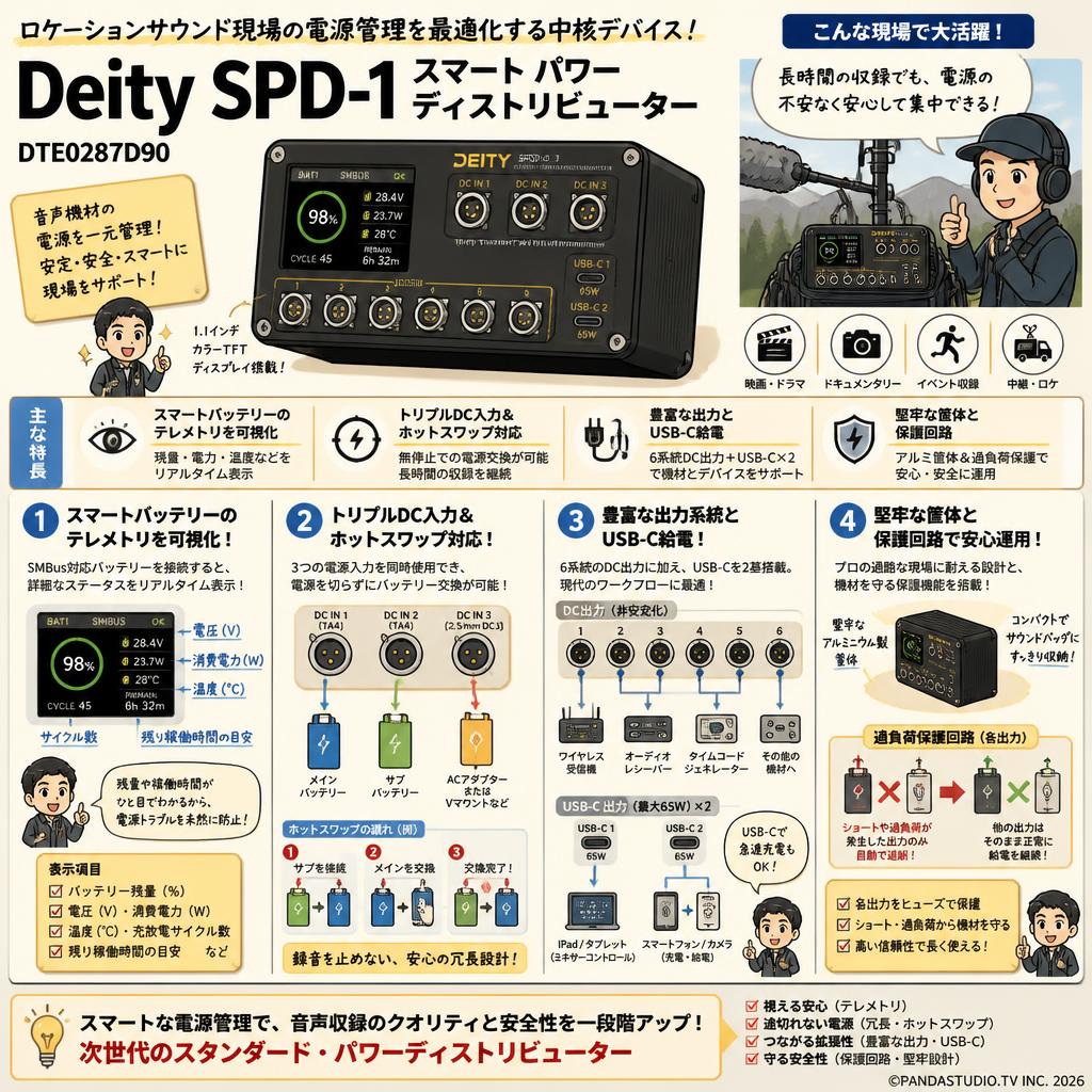 Deity Microphones DTE0287D90 SPD-1 スマート パワー ディストリビューター 概要