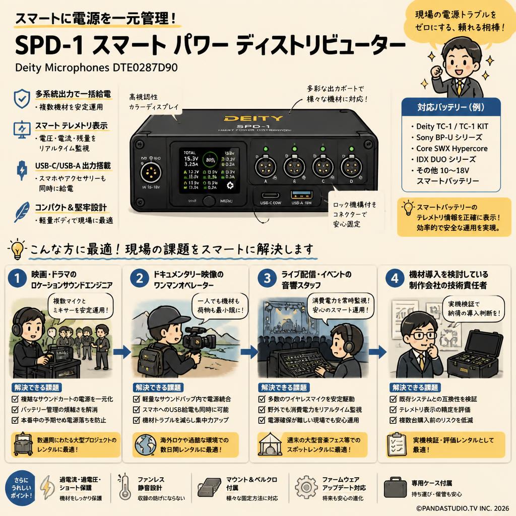 Deity Microphones DTE0287D90 SPD-1 スマート パワー ディストリビューター おもな対象のお客様