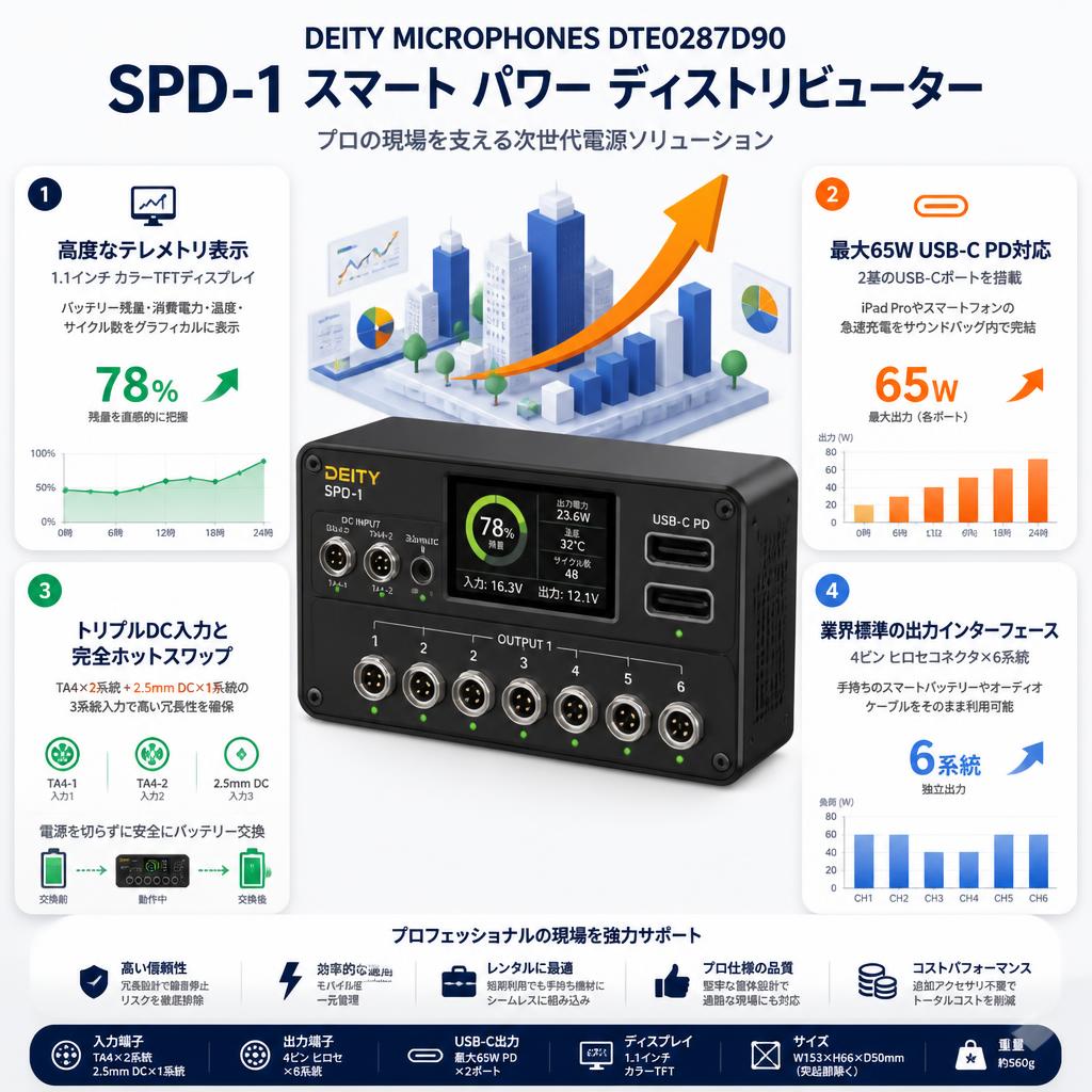 Deity Microphones DTE0287D90 SPD-1 スマート パワー ディストリビューター セールスポイント