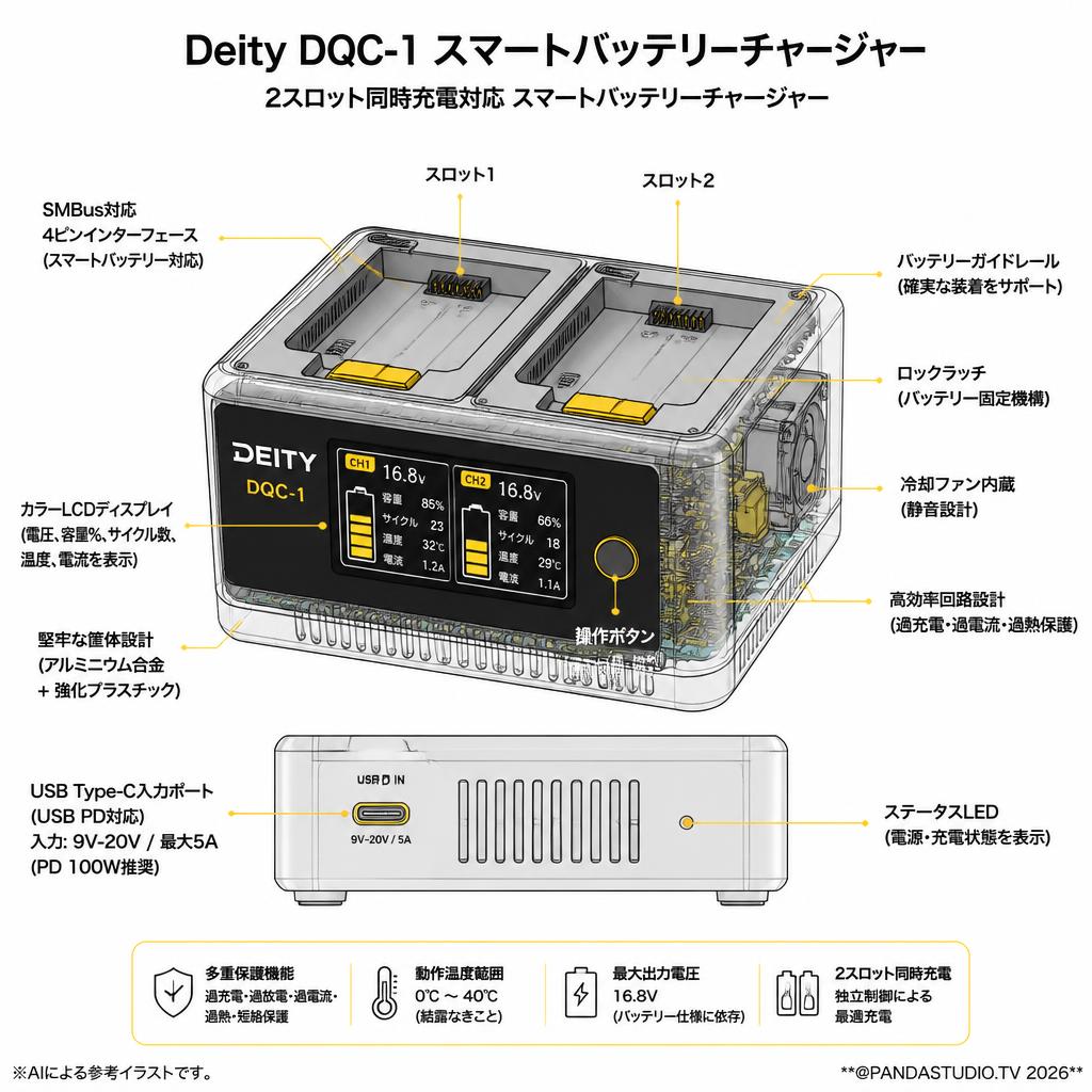 Deity Microphones DTS0287D67 Deity DQC-1 スマートバッテリーチャージャー スペック