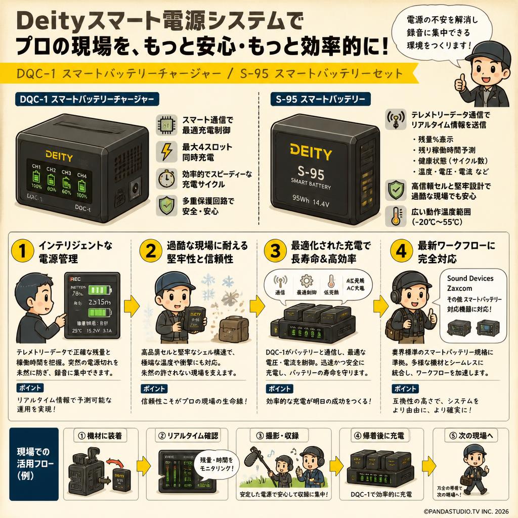 Deity Microphones DQC-1 スマートバッテリーチャージャー/ DEITY Microphones S-95 スマートバッテリーセット 概要