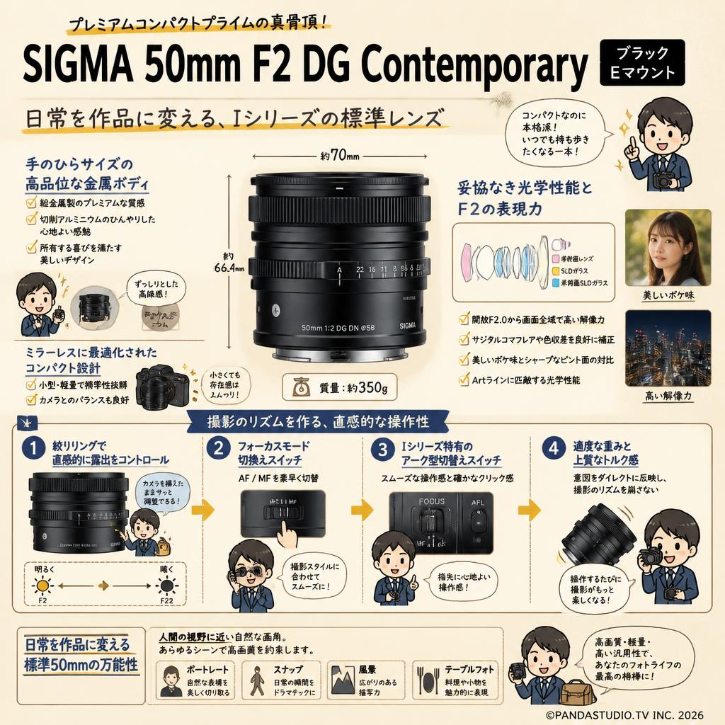 SIGMA 50mm F2 DG Contemporary ブラック Eマウント 概要