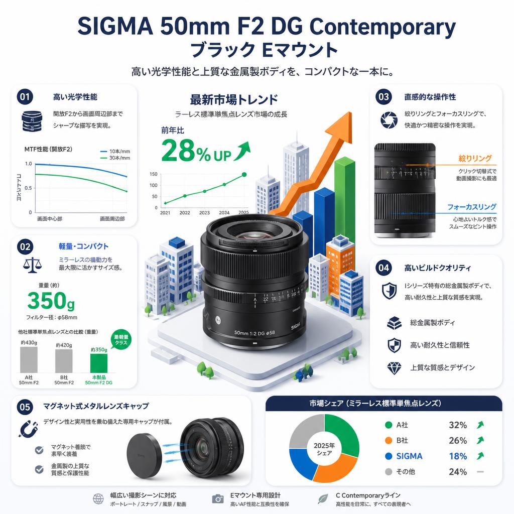 SIGMA 50mm F2 DG Contemporary ブラック Eマウント セールスポイント