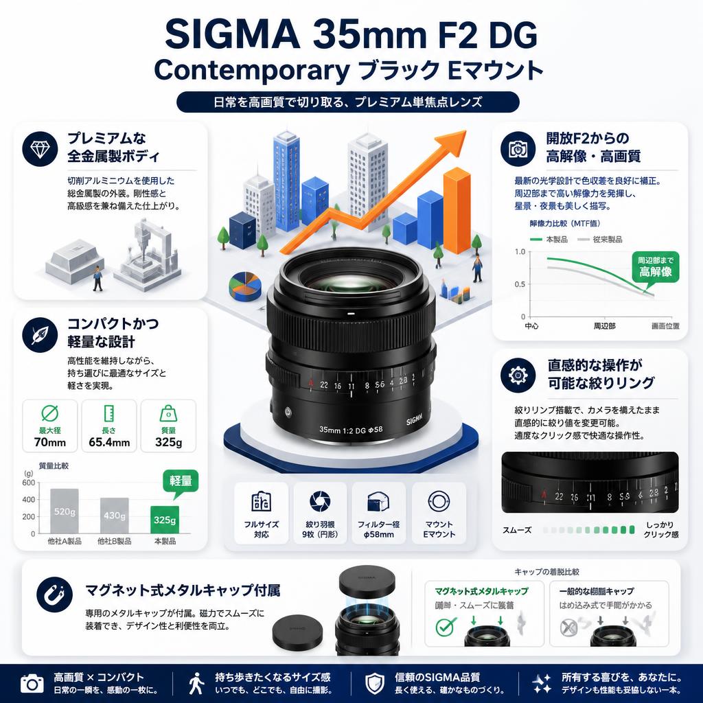 SIGMA 35mm F2 DG Contemporary ブラック Eマウント セールスポイント