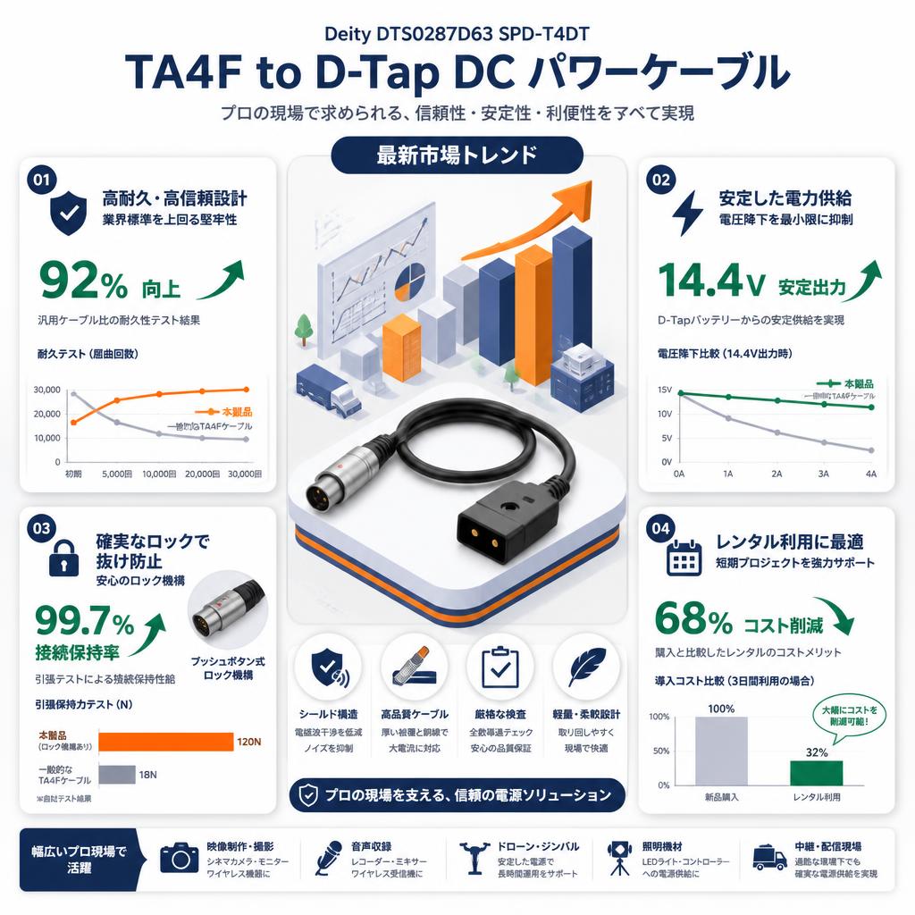Deity Microphones DTS0287D63 SPD-T4DT TA4F to D-Tap DC パワーケーブル セールスポイント
