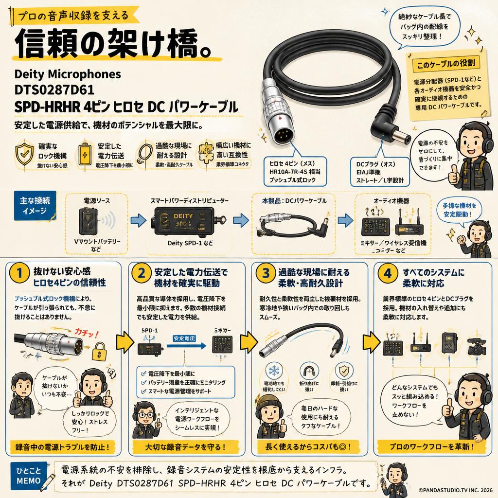 Deity Microphones DTS0287D61 SPD-HRHR 4ピン ヒロセ DC パワーケーブル 概要