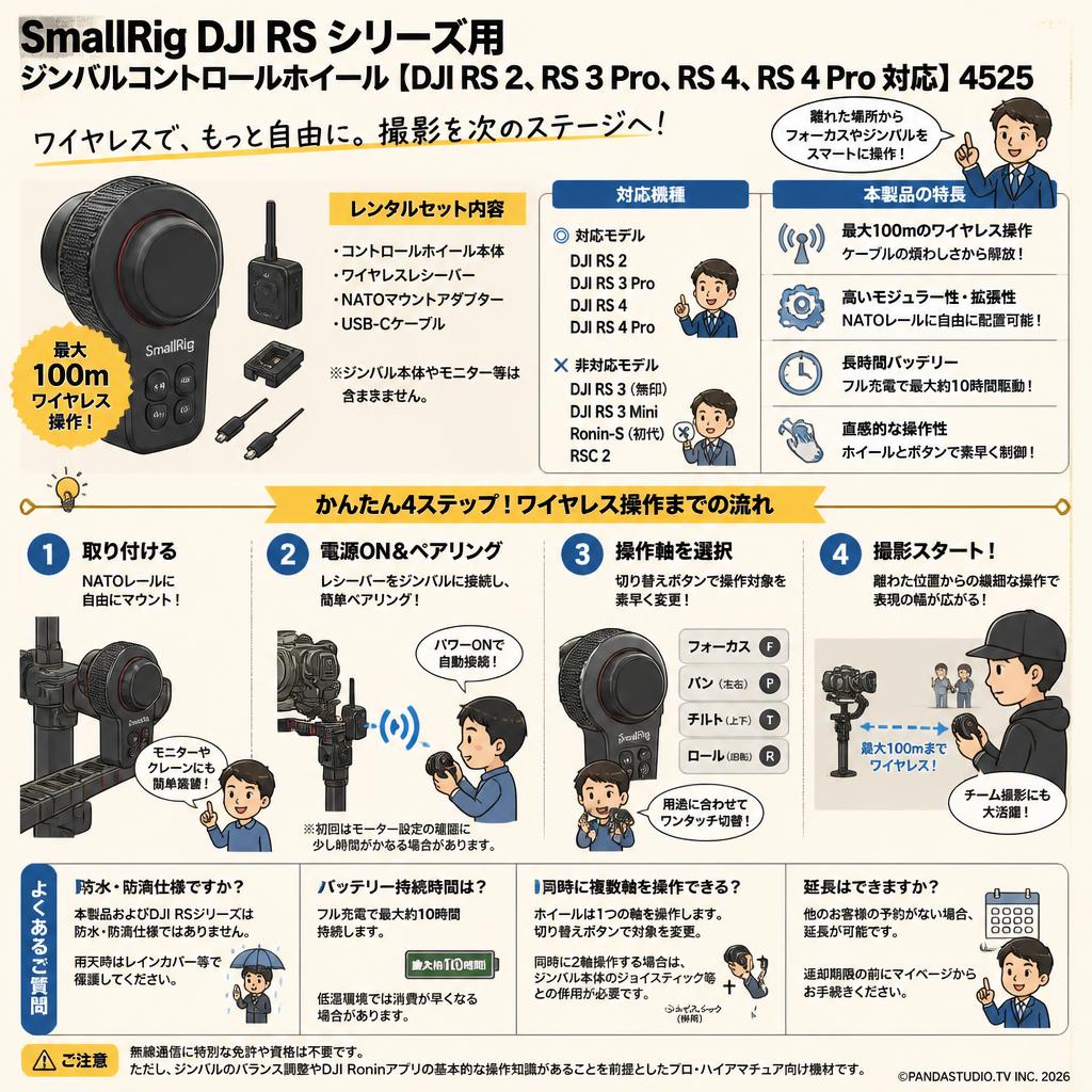 SmallRig DJI RS シリーズ用ジンバルコントロールホイール【DJI RS 2、RS 3 Pro、RS 4、RS 4 Pro 対応】4525 FAQ（よくある質問と答え）