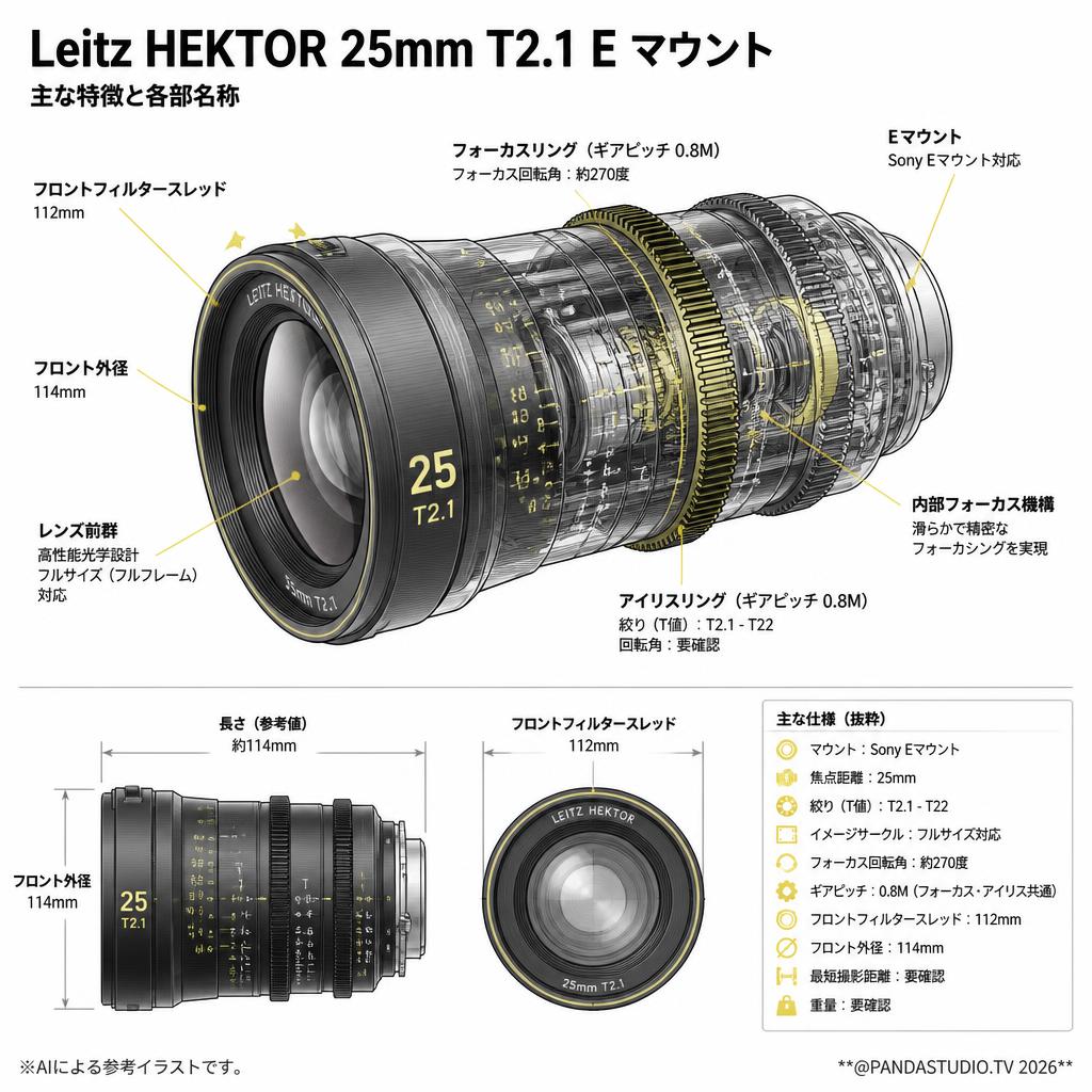 Leitz HEKTOR 25mm T2.1 E マウント スペック