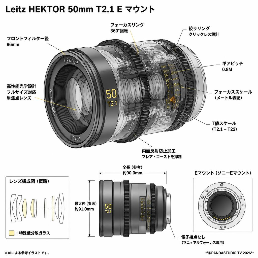 Leitz HEKTOR 50mm T2.1 E マウント スペック