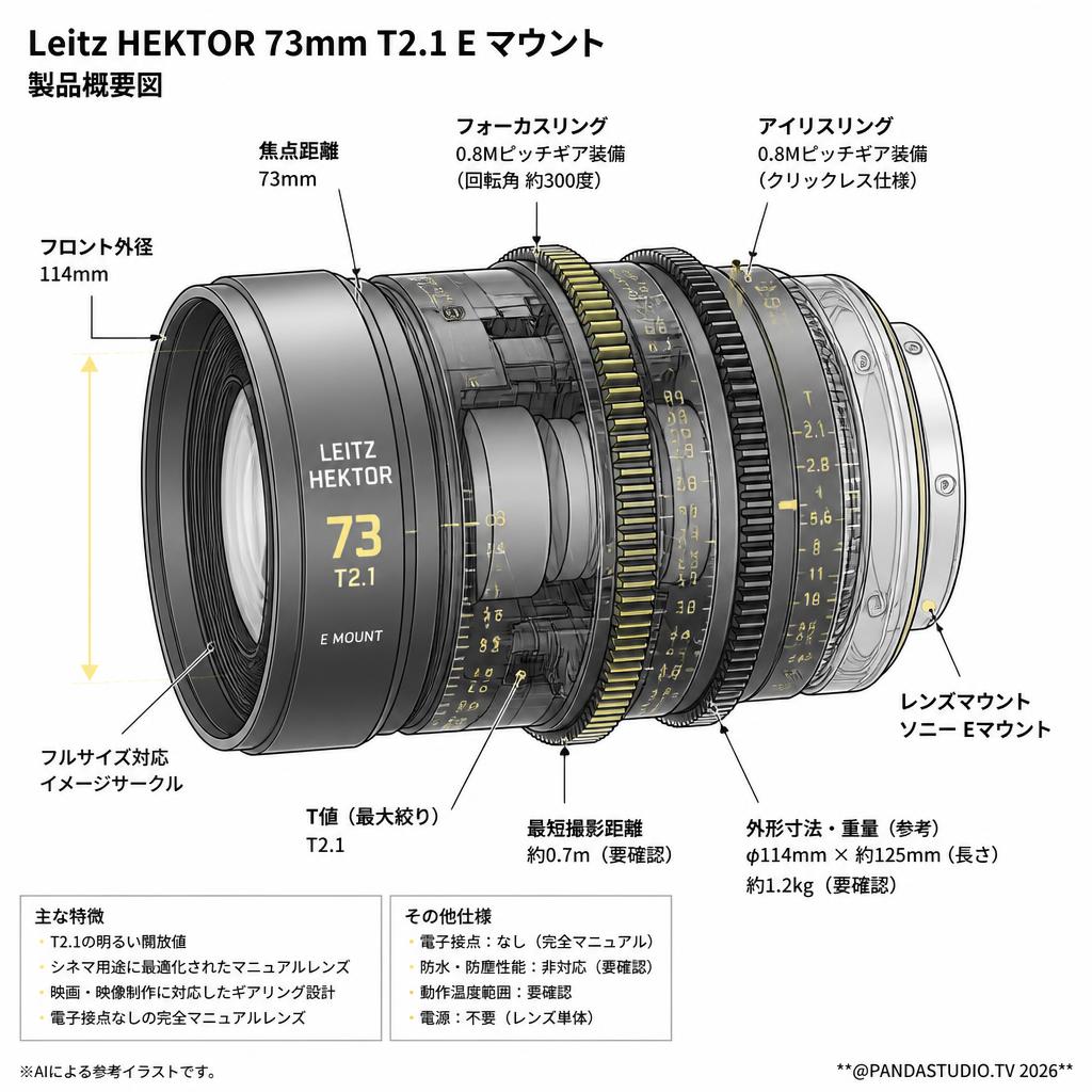 Leitz HEKTOR 73mm T2.1 E マウント スペック