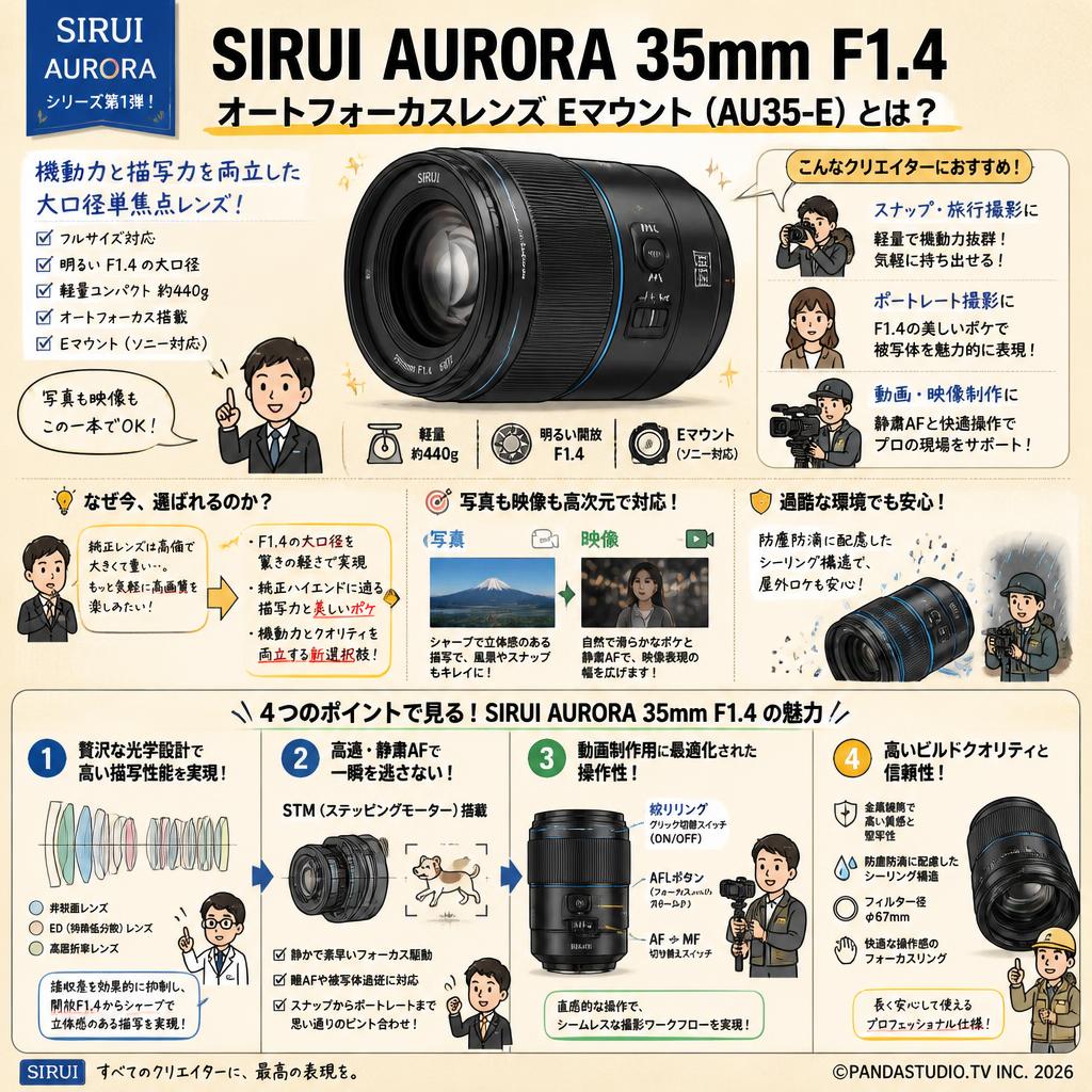 SIRUI AURORA 35mm F1.4 オートフォーカスレンズ Eマウント ( AU35-E ) 概要