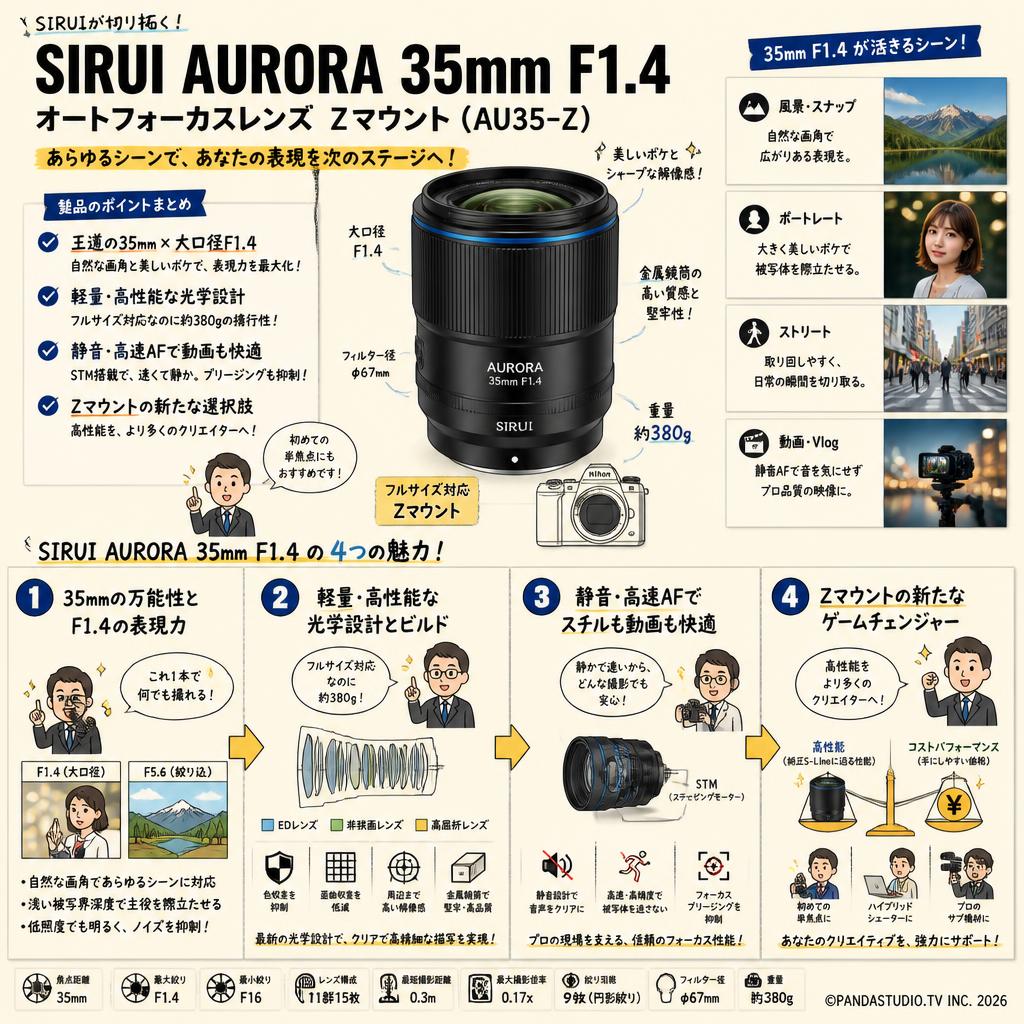 SIRUI AURORA 35mm F1.4 オートフォーカスレンズ Zマウント ( AU35-Z ) 概要