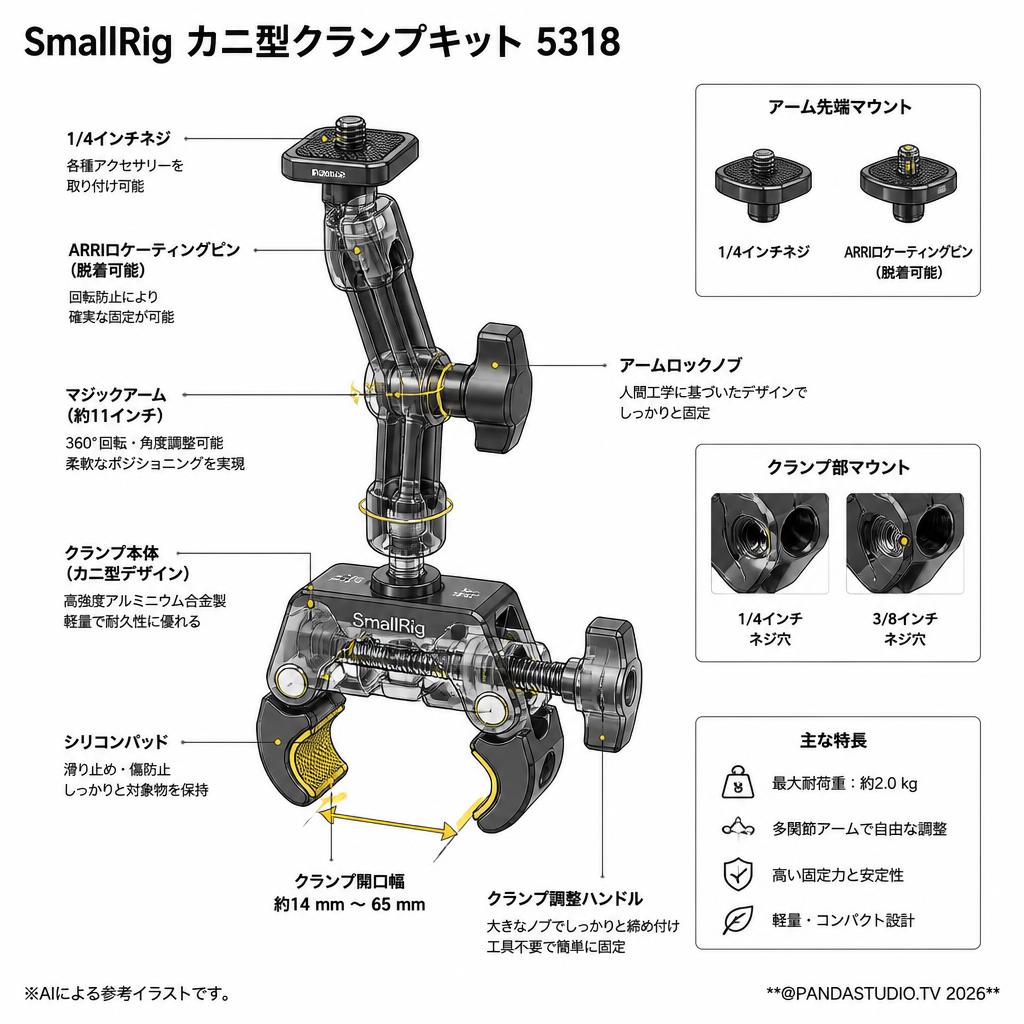 SmallRig カニ型クランプキット 5318 スペック