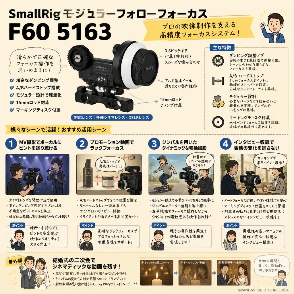 SmallRig モジュラーフォローフォーカス F60 5163 用途