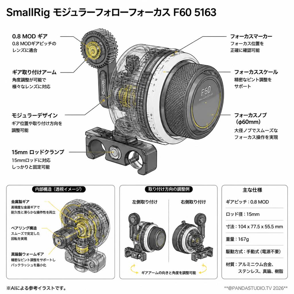 SmallRig モジュラーフォローフォーカス F60 5163 スペック