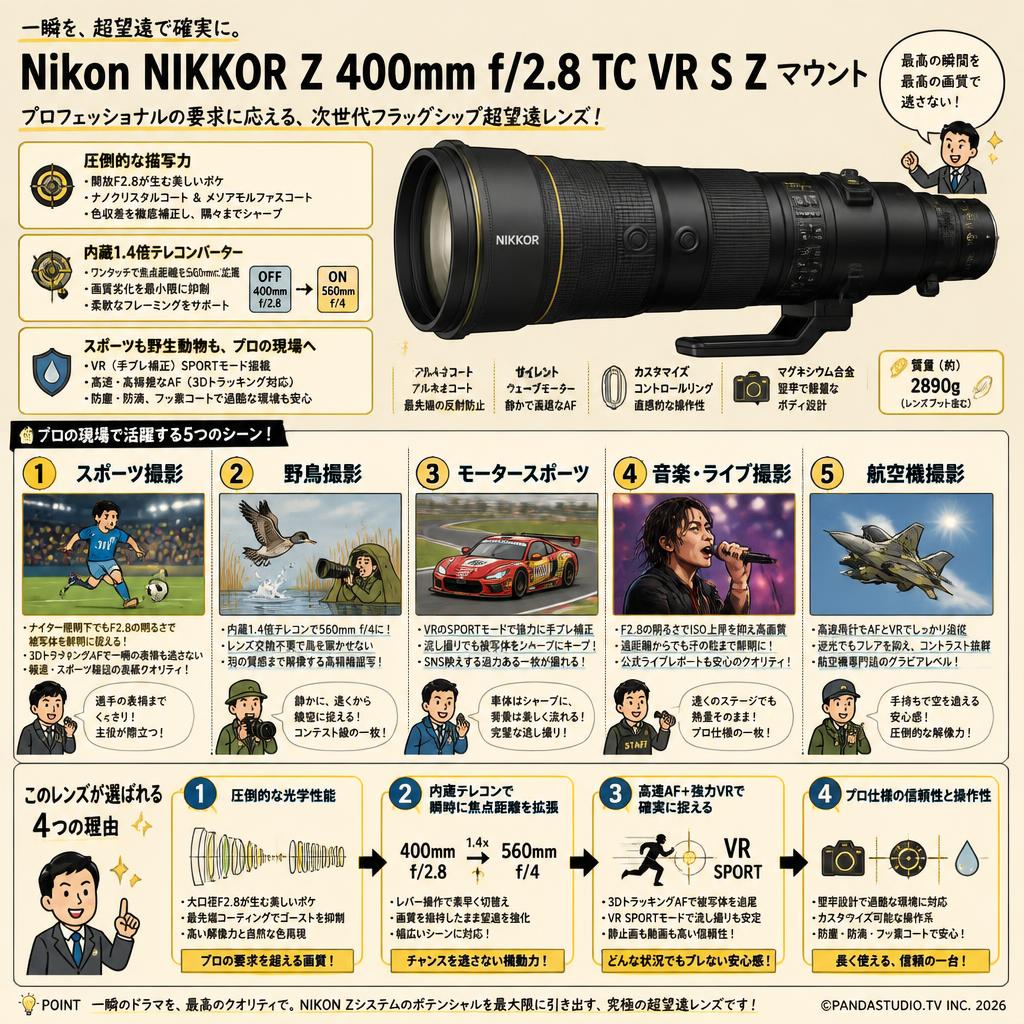Nikon NIKKOR Z 400mm f/2.8 TC VR S Z マウント 用途