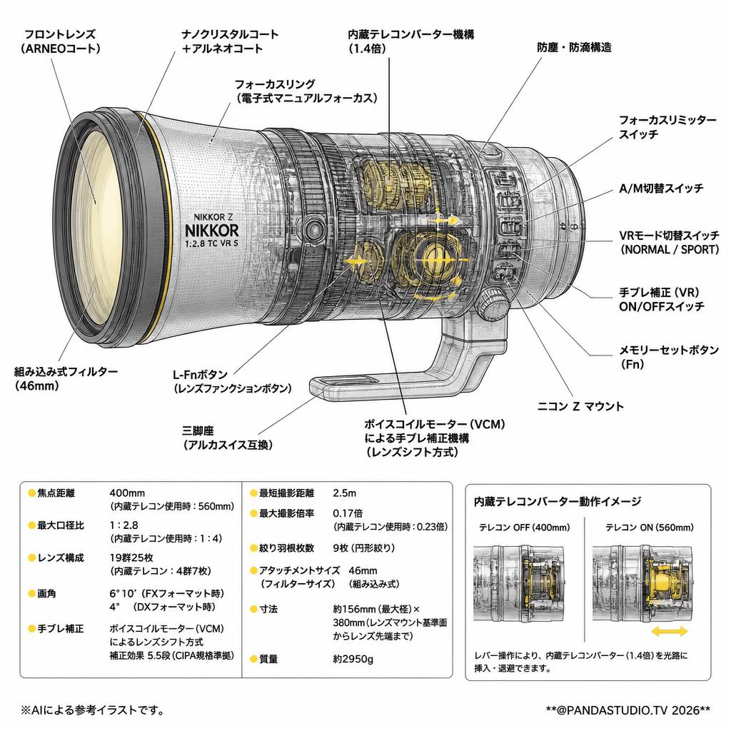 Nikon NIKKOR Z 400mm f/2.8 TC VR S Z マウント スペック