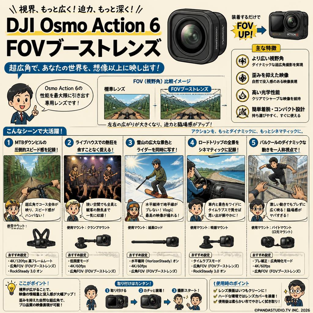 DJI Osmo Action 6 FOVブーストレンズ 用途