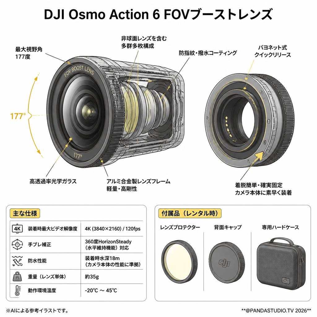 DJI Osmo Action 6 FOVブーストレンズ スペック