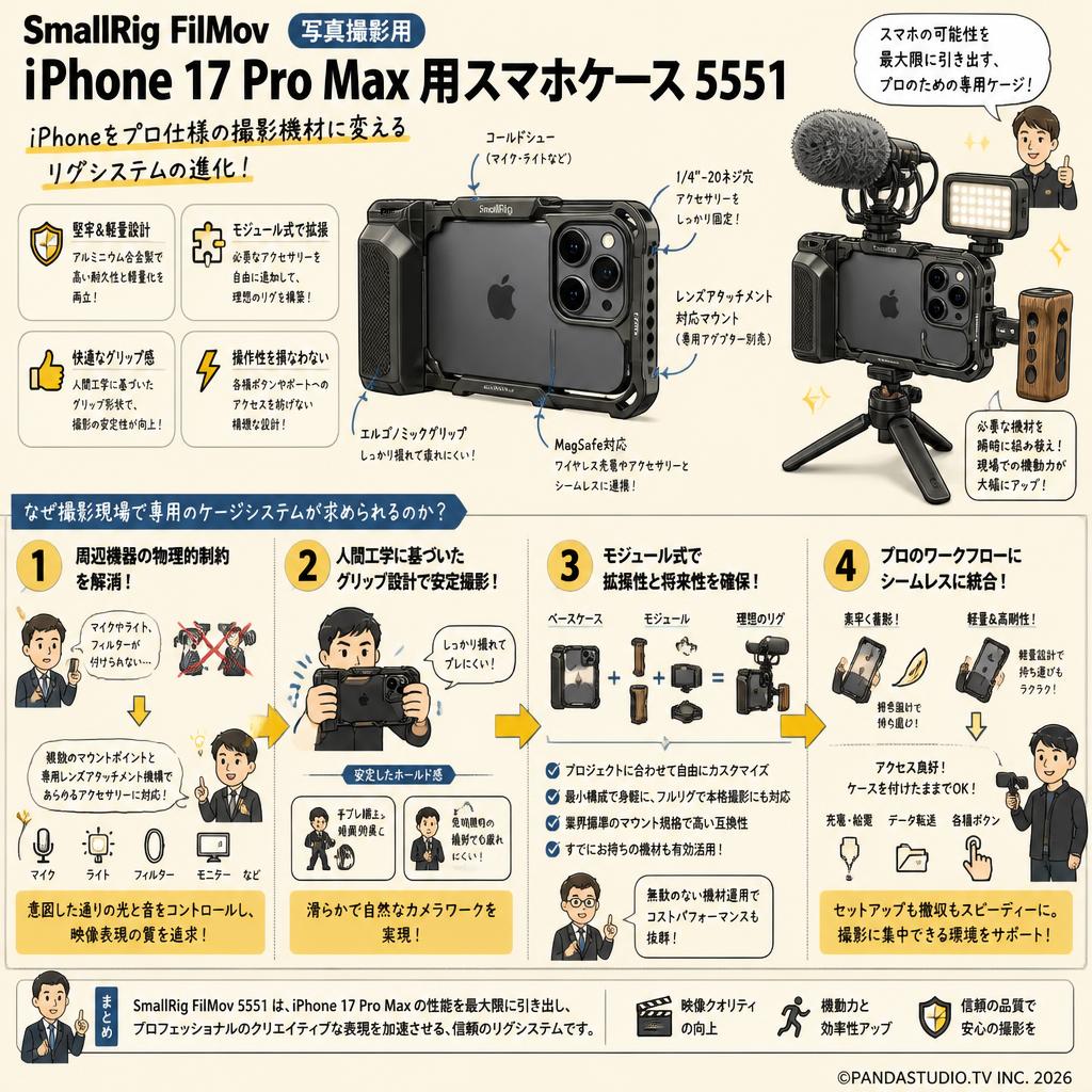SmallRig FilMov 写真撮影用 iPhone 17 Pro Max 用スマホケース 5551 概要